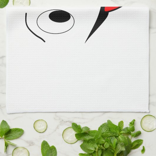 Grappig gezicht - zwart en rood. theedoek (Gevouwen)