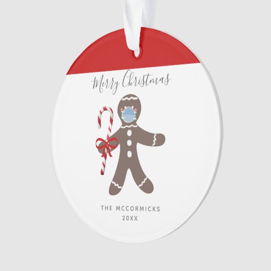 Grappig gezichtsmasker peperkoek man gepersonalise ornament (voorkant)