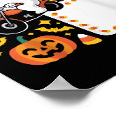 Grappig Ghost Biker Halloween ontwerp met vlammen Poster (Hoek)