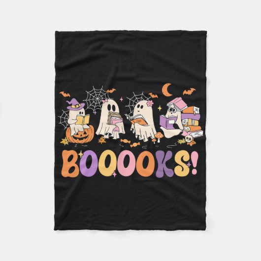 Grappig Ghost Book Het lezen van Halloween Boeken Fleece Deken (Voorkant)