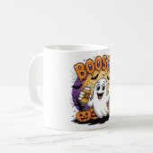 Grappig Ghost "Boosch" Halloween Ontwerp Koffiemok (Voorkant links)