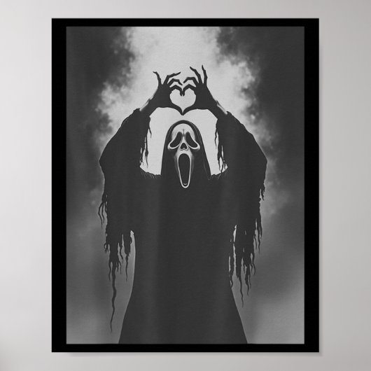 Grappig Ghost Hand Heart Sign Spooky Kostuum Hallo Poster (Voorkant)