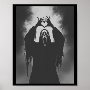 Grappig Ghost Hand Heart Sign Spooky Kostuum Hallo Poster