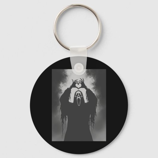 Grappig Ghost Hand Heart Sign Spooky Kostuum Hallo Sleutelhanger (Voorkant)