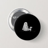Grappig Ghost Walking Dog Spooky Seizoen Halloween Ronde Button 5,7 Cm (Voorkant /achterkant)