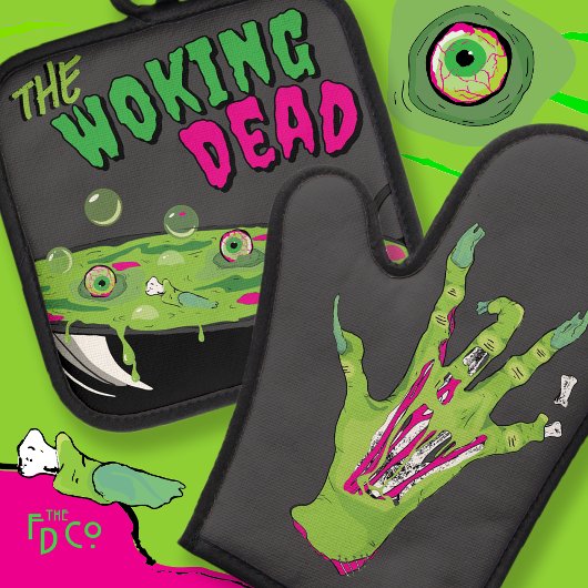 Grappig Ghoulishly Delicious Woking Dead Pun Ovenwant & Pannenlap Set