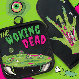 Grappig Ghoulishly Delicious Woking Dead Pun Ovenwant & Pannenlap Set