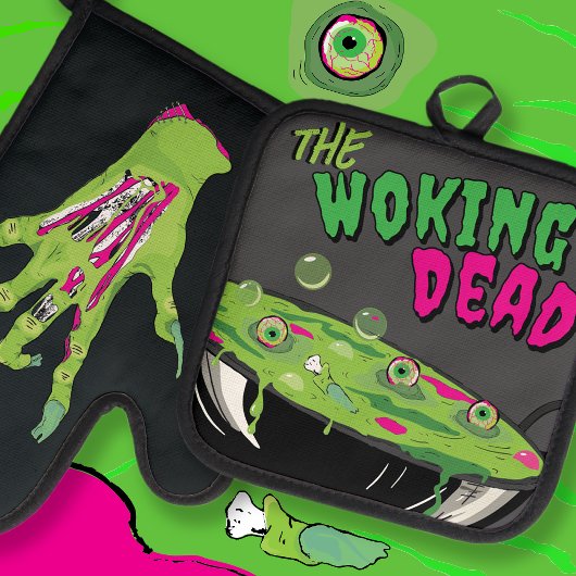 Grappig Ghoulishly Delicious Woking Dead Pun Ovenwant & Pannenlap Set