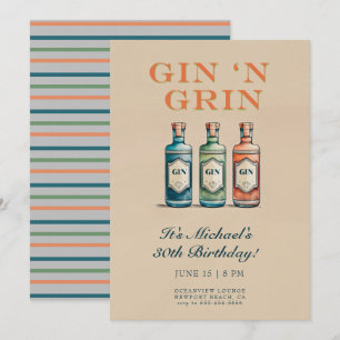 Grappig Gin n Grin Bottle Humoristische Mannen 30e Kaart