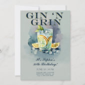 Grappig Gin n Grin Cocktail Party 30e Verjaardag Kaart (Voorkant)