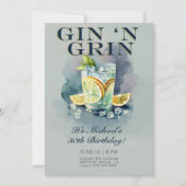 Grappig Gin n Grin Cocktail Party Mannen 30e Verja Kaart (Voorkant)