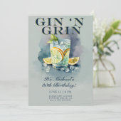 Grappig Gin n Grin Cocktail Party Mannen 30e Verja Kaart (Staand voorkant)