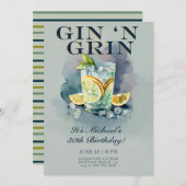 Grappig Gin n Grin Cocktail Party Mannen 30e Verja Kaart (Voorkant / Achterkant)