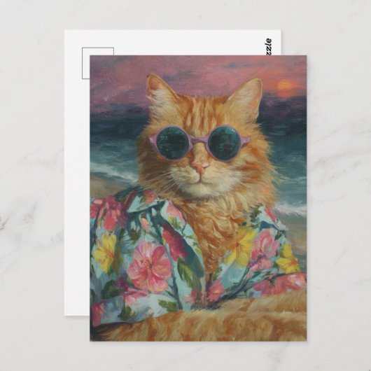 Grappig Ginger Kat in zonnebril Briefkaart (Voorkant / Achterkant)