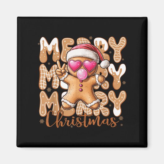 Grappig Gingerbread Cookie Peace Sign Merry Merry Magneet (Voorkant)