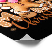 Grappig Gingerbread Cookie Peace Sign Merry Merry Poster (Hoek)