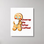 Grappig Gingerbread Kerst Koffie Canvas Muurkunst (Voorkant)