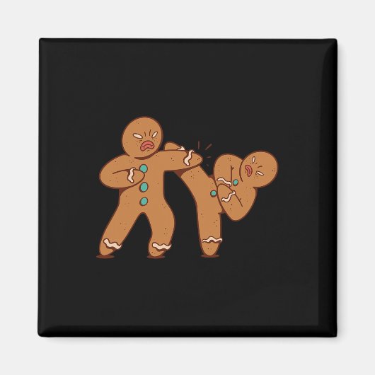 Grappig Gingerbread Man Karate Cookie Grappig Kers Magneet (Voorkant)