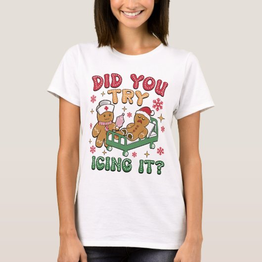 Grappig Gingerbread Nurse Christmas Shirt (Voorkant)