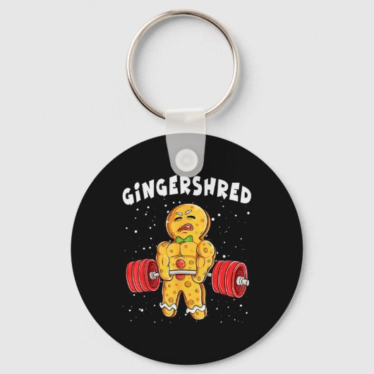Grappig Gingerbread Xmas Deadlift T-shirt Uni-Adul Sleutelhanger (Voorkant)