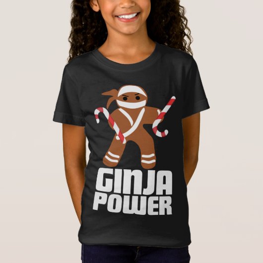 Grappig Ginja Power Schattige Christmas Cookie Gin T-shirt (Voorkant)
