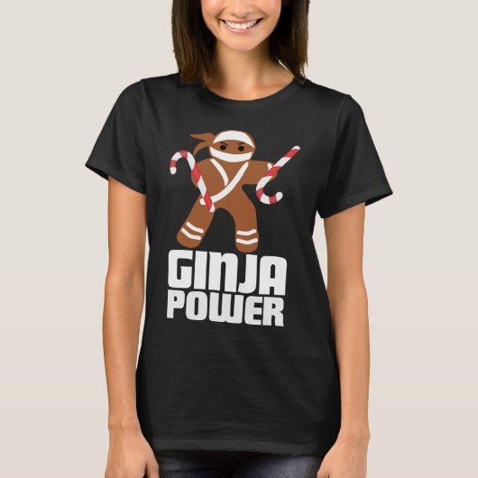 Grappig Ginja Power Schattige Christmas Cookie Gin T-shirt (Voorkant)