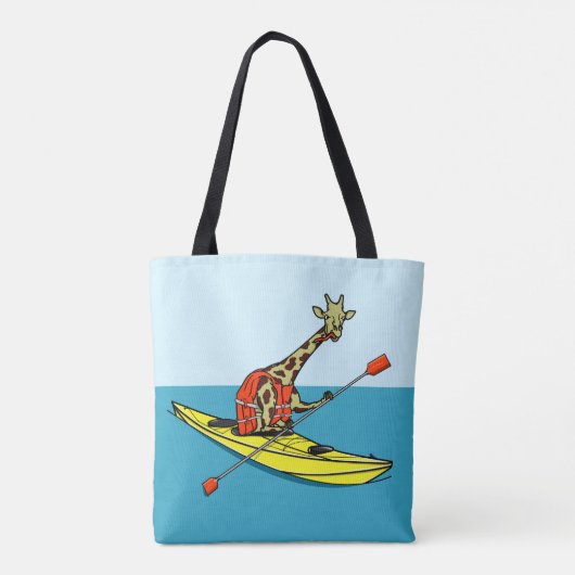 Grappig giraf zee kajakken tote bag (Achterkant)