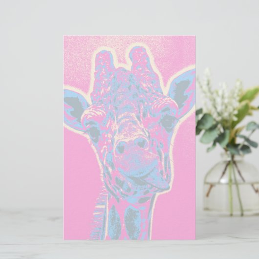 Grappig Giraffe die zijn tong uitkraakt Briefpapier (Staand voorkant)