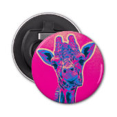 Grappig Giraffe die zijn tong uitkraakt Button Flesopener (Voorkant)