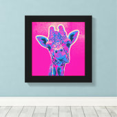 Grappig Giraffe die zijn tong uitkraakt Canvas Afdruk (Insitu (Houten vloer))