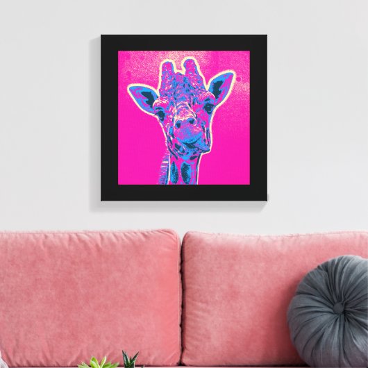 Grappig Giraffe die zijn tong uitkraakt Canvas Afdruk (Insitu (Woonkamer))