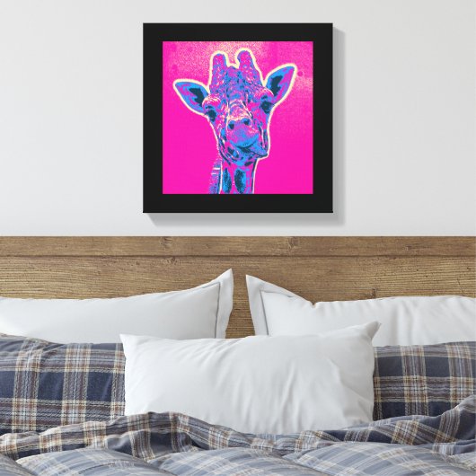 Grappig Giraffe die zijn tong uitkraakt Canvas Afdruk (Insitu (Slaapkamer))