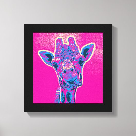 Grappig Giraffe die zijn tong uitkraakt Canvas Afdruk (Voorkant)
