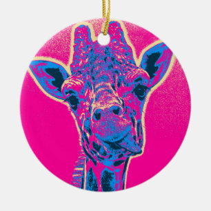 Grappig Giraffe die zijn tong uitkraakt Keramisch Ornament