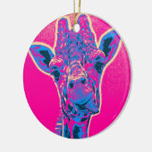 Grappig Giraffe die zijn tong uitkraakt Keramisch Ornament (Links)