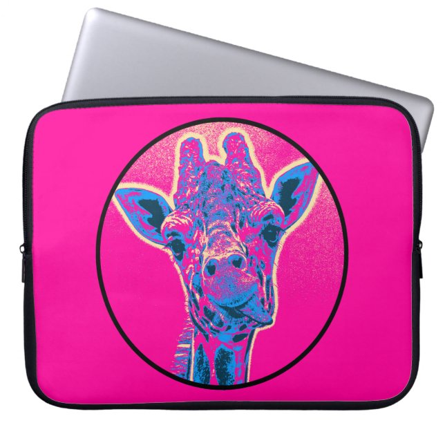 Grappig Giraffe die zijn tong uitkraakt Laptop Sleeve (Voorkant)