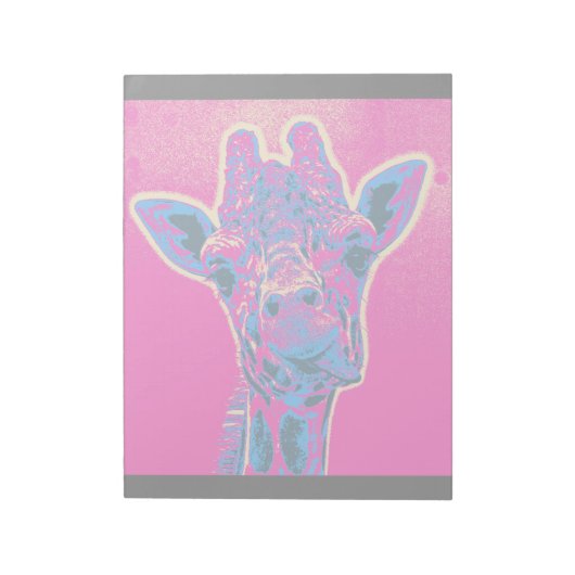 Grappig Giraffe die zijn tong uitkraakt Notitieblok (Linkerzijde)