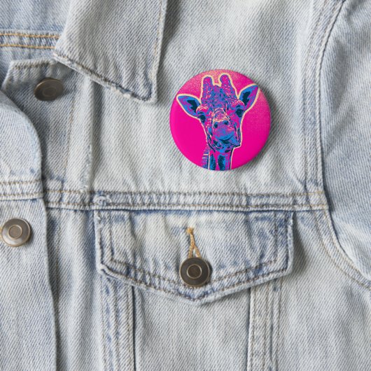 Grappig Giraffe die zijn tong uitkraakt Ronde Button 5,7 Cm (In situ)