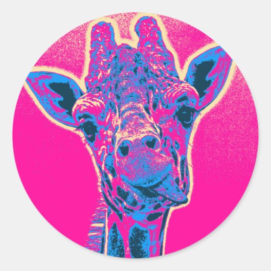 Grappig Giraffe die zijn tong uitkraakt Ronde Sticker (Voorkant)