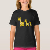 Grappig Giraffe geel bloemflora retro-patroon T-shirt (Voorkant)