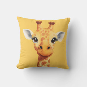 Grappig Giraffe Gezicht Geel Kinderkamer Babykamer Kussen