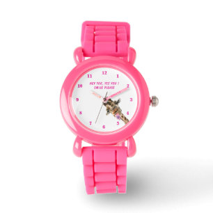Grappig Giraffe horloge met tekst
