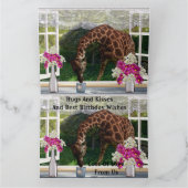 Grappig Giraffe in mijn raam, Jumbo Birthday Kaart (Binnen)