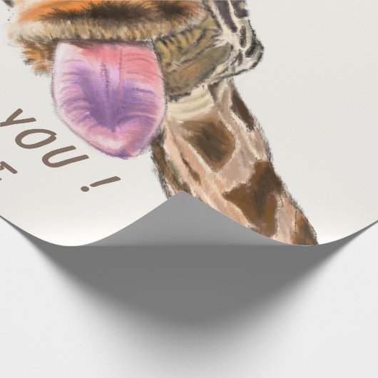 Grappig Giraffe inpakpapier - aangepaste tekst (Hoek)