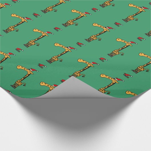 Grappig Giraffe kerstpapier Cadeaupapier (Hoek)