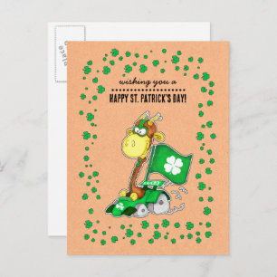 Grappig Giraffe Kraft Paper St. Patrick's Day Briefkaart