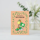 Grappig Giraffe Kraft Paper St. Patrick's Day Briefkaart (Staand voorkant)