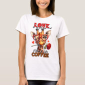 Grappig Giraffe Love & Coffee T-shirt (Voorkant)