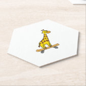Grappig Giraffe Lover Giraffe Skateboard Kartonnen Onderzetters (Schuin)