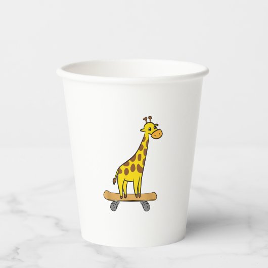 Grappig Giraffe Lover Giraffe Skateboard Papieren Bekers (Voorkant)